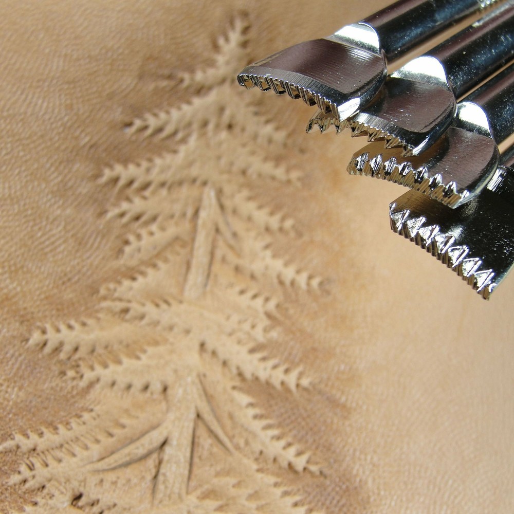 Leather Stamping Tools - 4-Piece Pine Tree Figure Carving Stamp Set