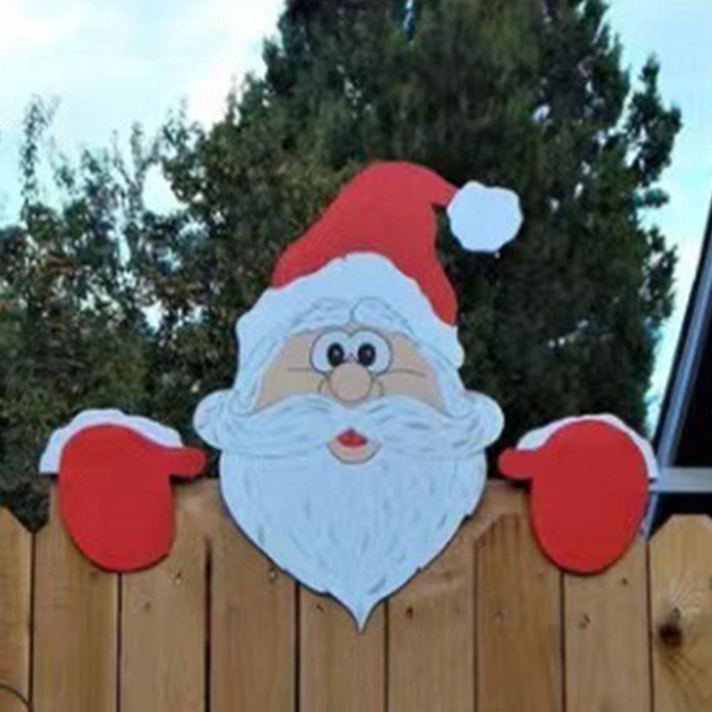 Рождественский забор украшение Санта-Клаус снеговик олень пингвин заглядывающий двор рог