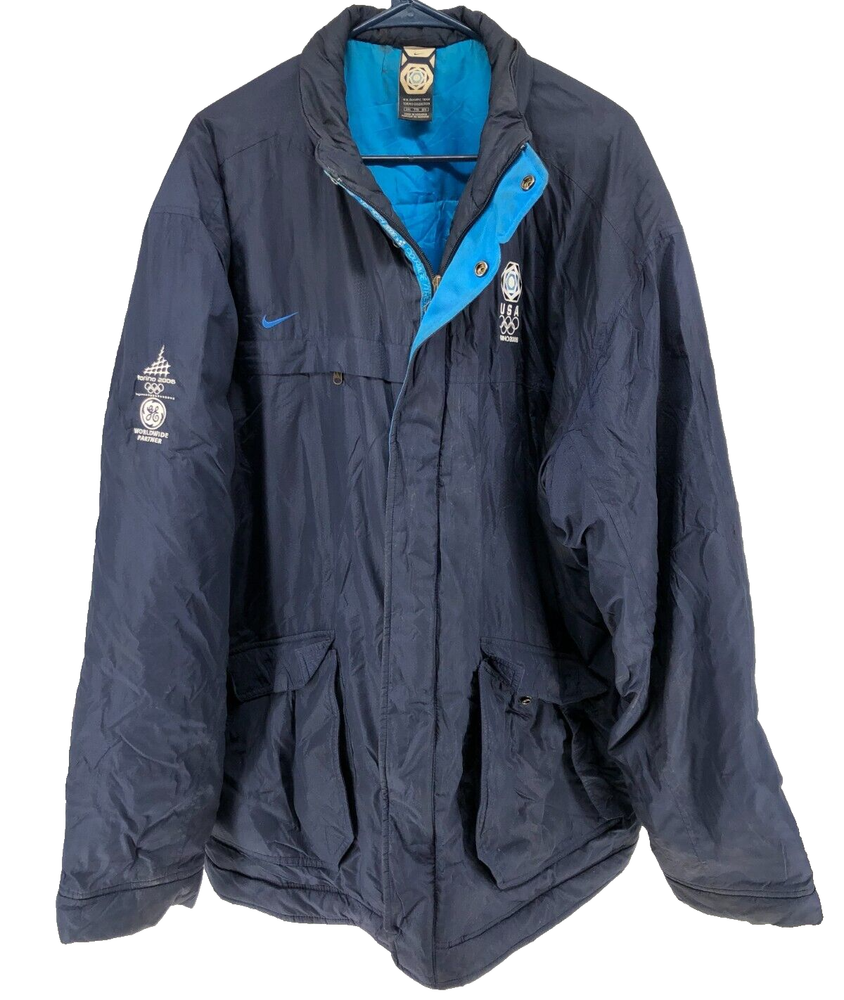 Vintage Nike USA Olympic Team Insulated Ski Jacket Men's Size 2XL Blue