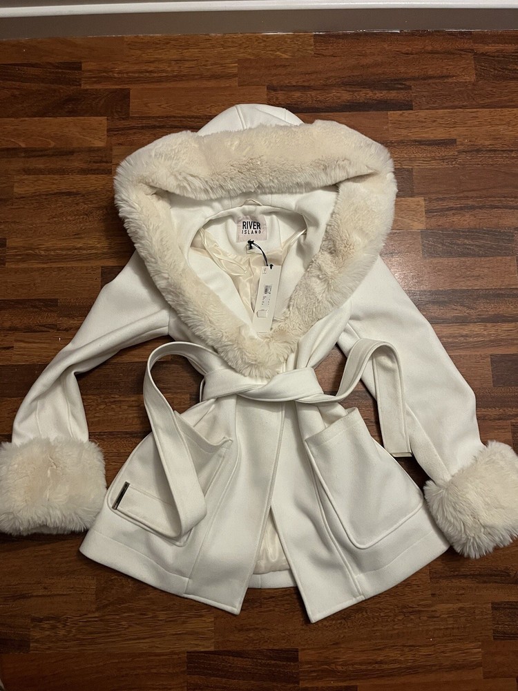 Women's Winter Wool Trench Coat with Double Fur Hood & Sweet Style