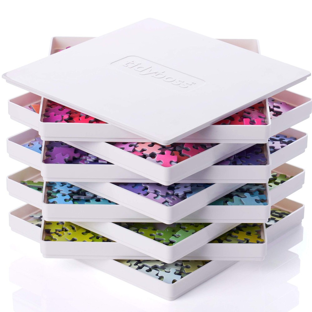 8x8 Inch Puzzle Sorting Trays with Lid - Portable Jigsaw Organizer