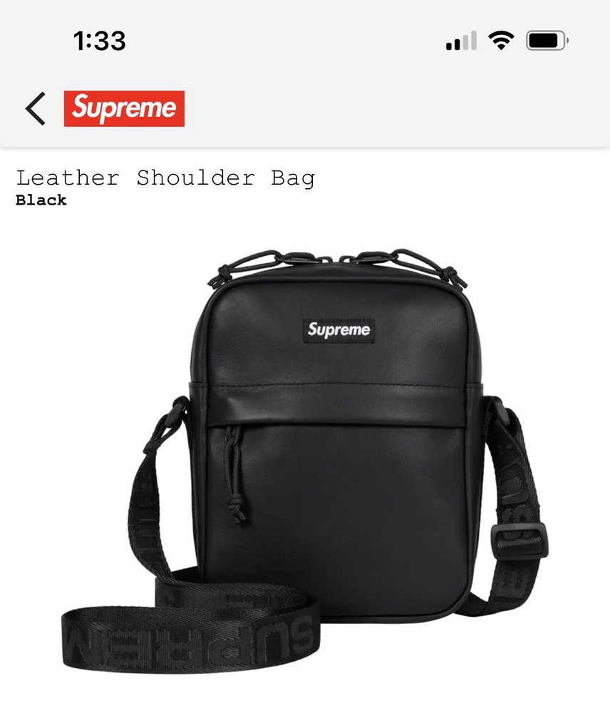 Supreme FW23 Black Leather Shoulder Bag Brand New Deadstock