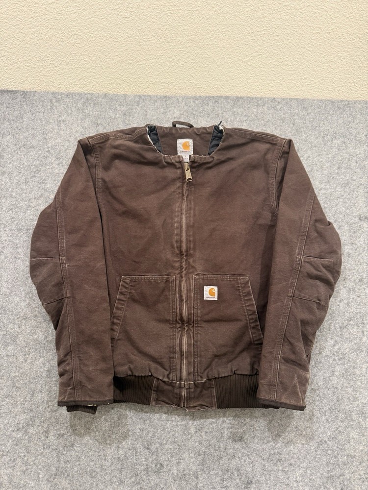 Vintage Carhartt Brown Hooded Jacket Size Small Cut Hood