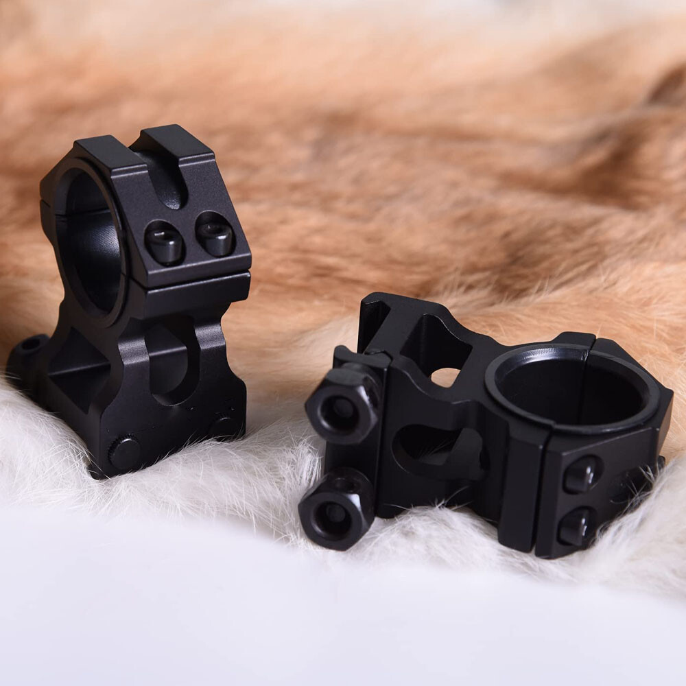 25.4mm/30mm Universal High Profile 20mm Picatinny Scope Mount Rings in Black for Secure Optics Attachment