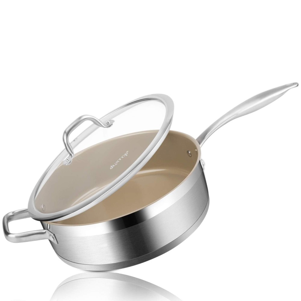 Induction-Ready 5.5-Qt Ceramic Nonstick Deep Sauté Pan with Stainless Steel Base