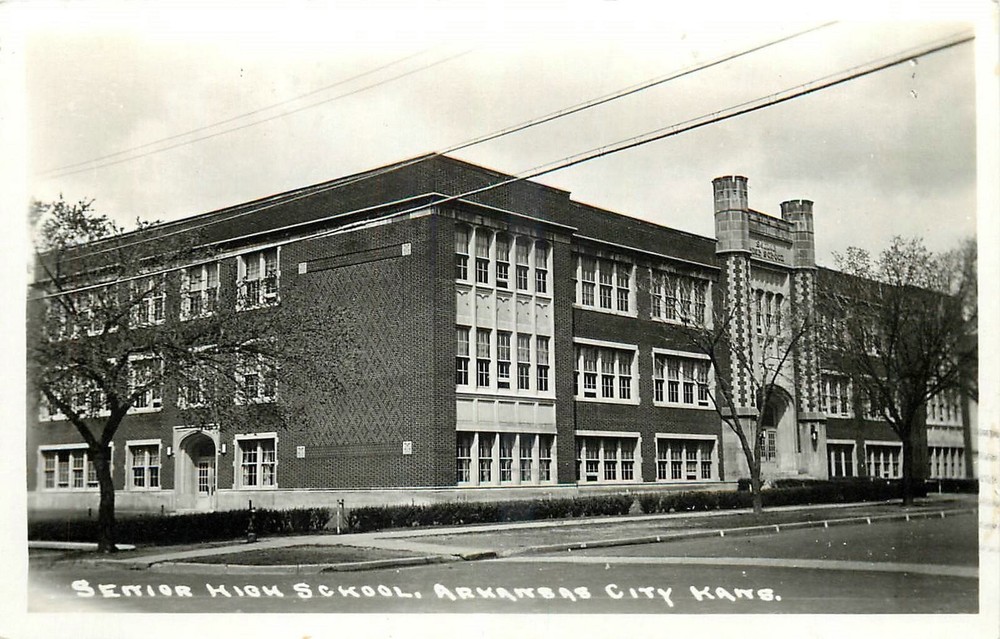 1942 Arkansas City Kansas Senior High School occupation Postcard RPPC 24-12359