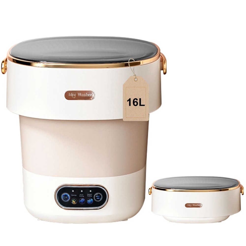 Portable 16L Mini Washing Machine with Spin Basket for Small Loads