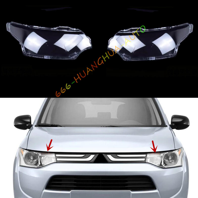 Both Side Headlight Lens Cover + Sealant For Mitsubishi Outlander 2014-2015