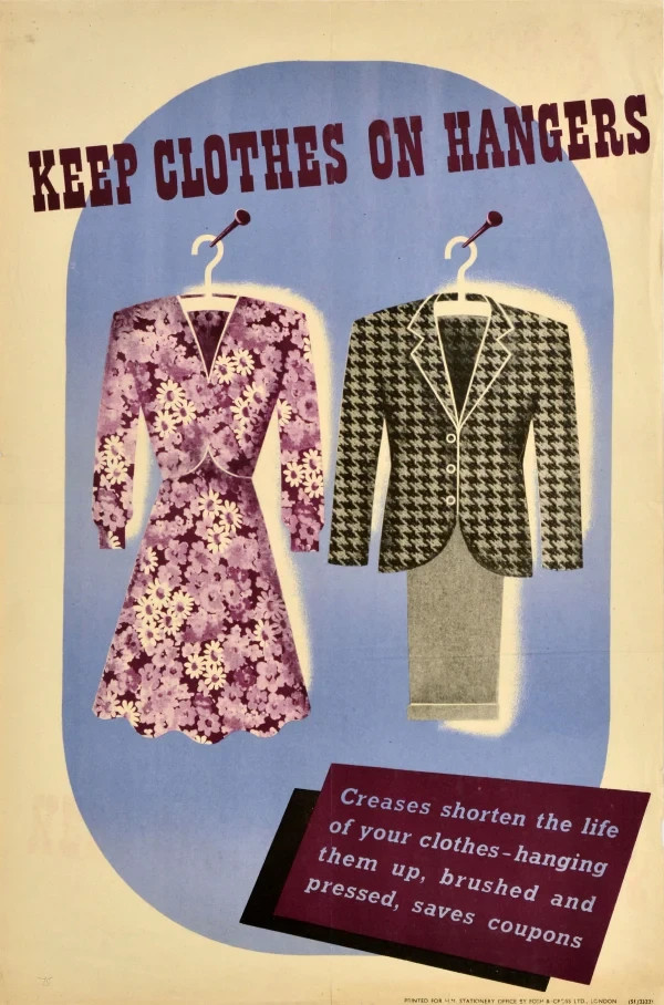 Keep Clothes On Hangers WWII Vintage World War 2 Poster Print