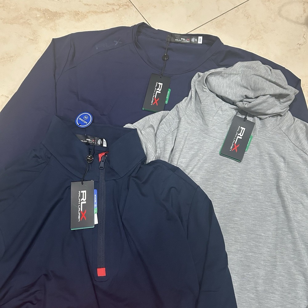 LOT (3) Men’s Ralph Lauren RLX Golf Shirts XL/2XL Lightweight Hoodie Zip Wicking