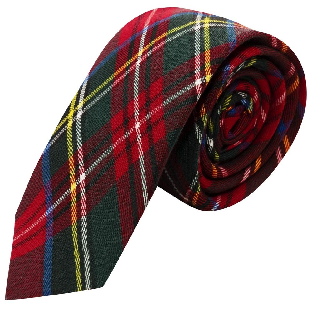 Traditional Red Tartan Check Tie, Necktie, Scotland, Highland, Scottish, Stewart