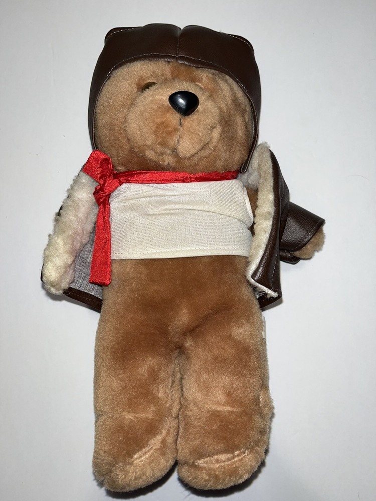Vintage Aviator Teddy Bear with Helmet & Jacket 12