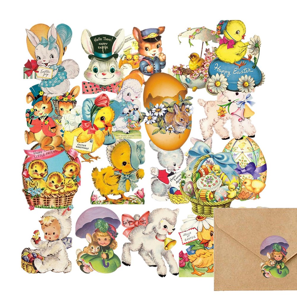 25X Easter Stickers For Kids Self-Adhesive Bunny Flower Egg Stickers