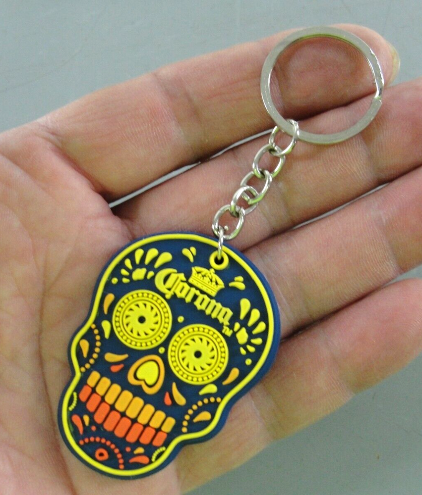 Corona Beer Sugar Skull Keychain Charm with Free Shipping