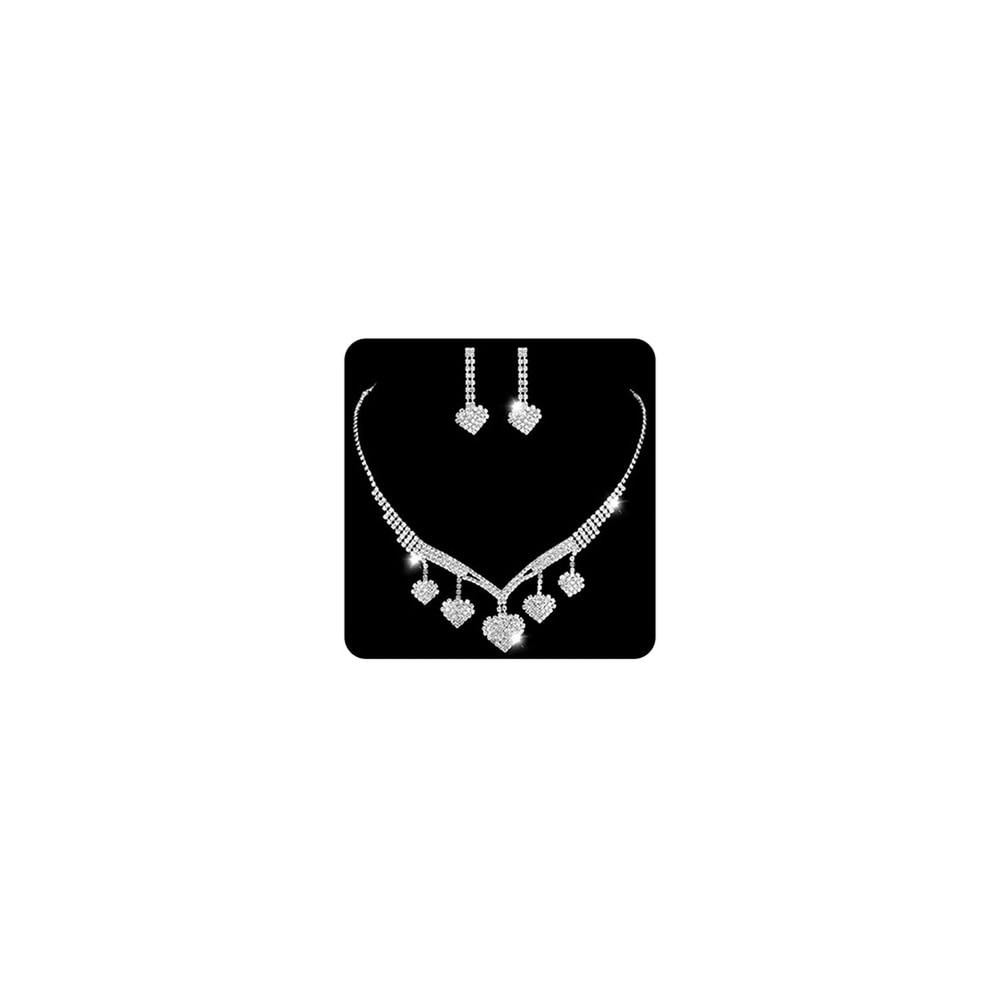 Jumwrit Bridal Necklace Earrings Set Love Heart Necklace Dangling Earrings Si...