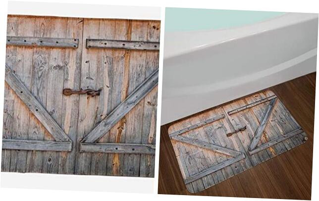 Rustic Bath Mat, Old Wooden Garage Door 30.2