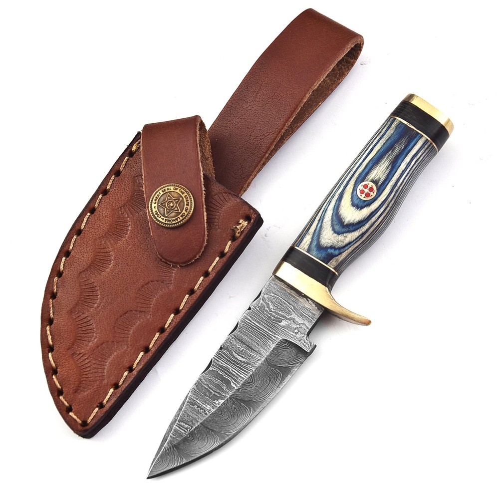 Custom Handmade Damascus Steel Fixed Blade Skinner Hunting Knife m25