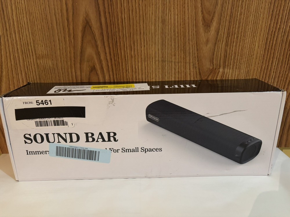 Top Vision Sound Bar Wired & Bluetooth Speaker Dorm Room Small Space Black