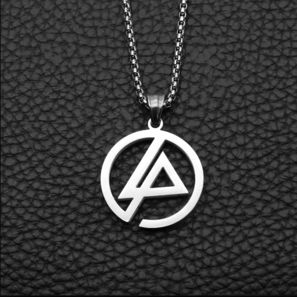 Silver Titanium Steel Geometric Linkin Park Retro Pendant Necklace 50cm Chain