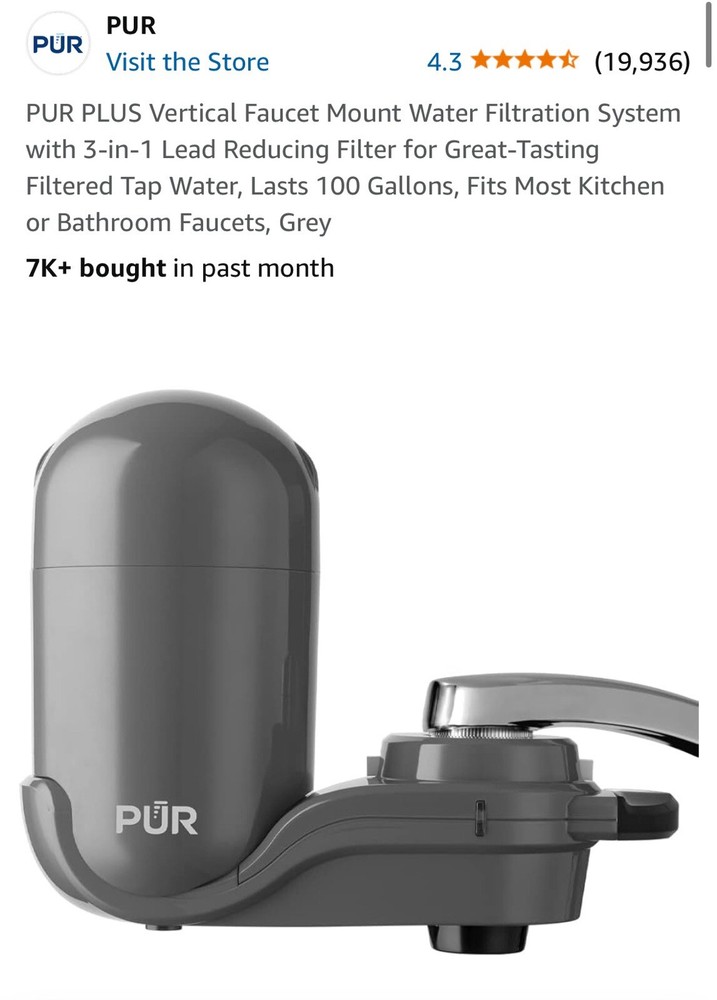 PUR PLUS Vertical Faucet Mount Water Filtration System with 3-in-1 Lead Reducing
