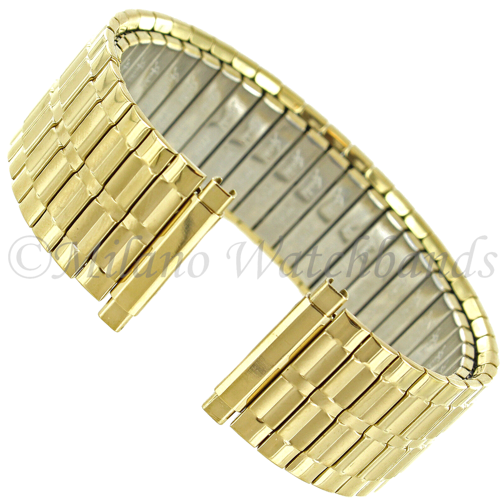 16-20mm Hirsch Gold Tone Stainless Steel Mens Expansion Watch Band Reg 653-1364