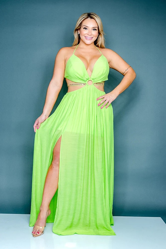 SEXY Tank Dress SIZE 1X Light Green WOMENS PLUS Spaghetti Strap PADDED BUST Gown