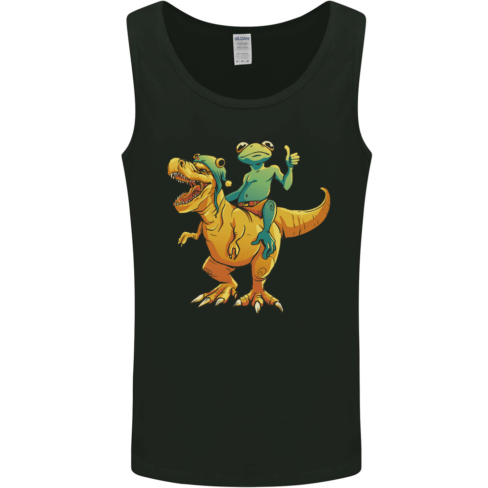 T-Rex and a Frog Dinosaur Mens Vest Tank Top