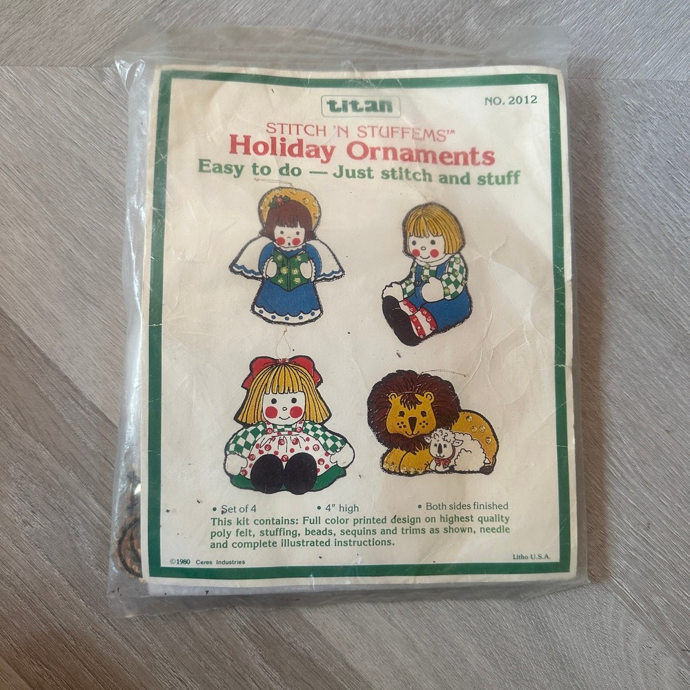 Vintage 1980 Titan Stich n Stuffems Holiday Ornament Craft Kit No 2012
