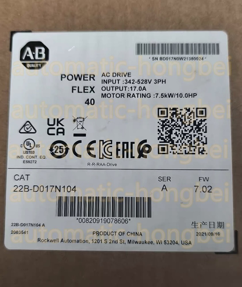 25B-D017N104 AB  PowerFlex 525 AC Drive 7.5kw/10HP Expedited Shipping#MS