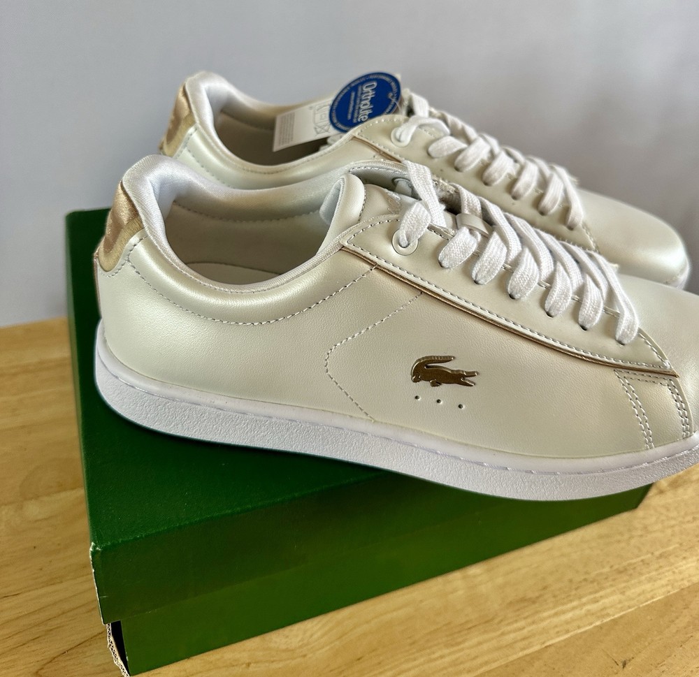 Womens Lacoste Carnaby EVO 118 6 SPW White/Gold Sneakers Trainers UK5