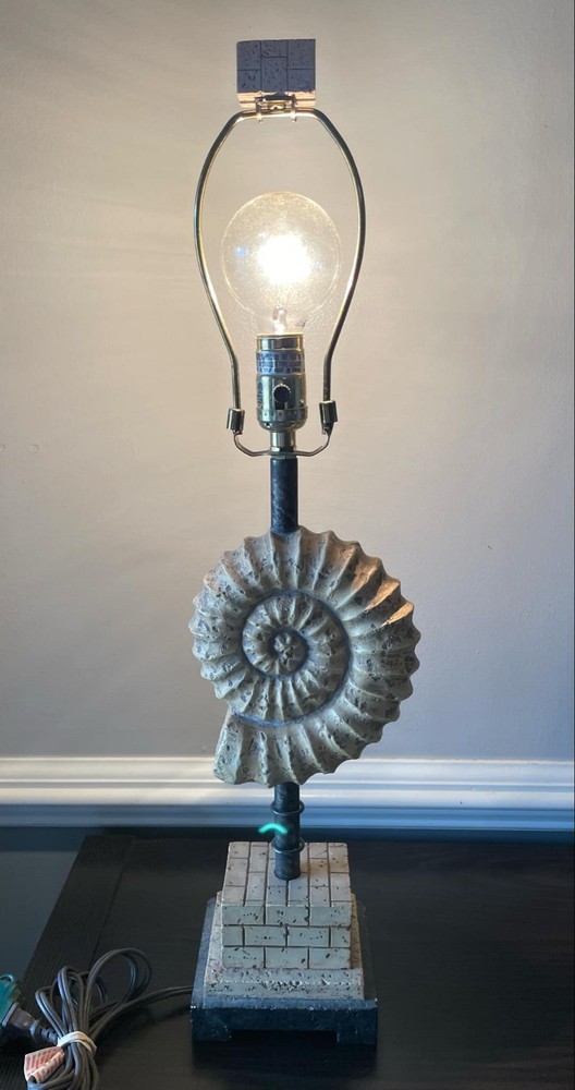 Handcrafted Ammonite Fossil Resin Table Lamp for Stylish Décor