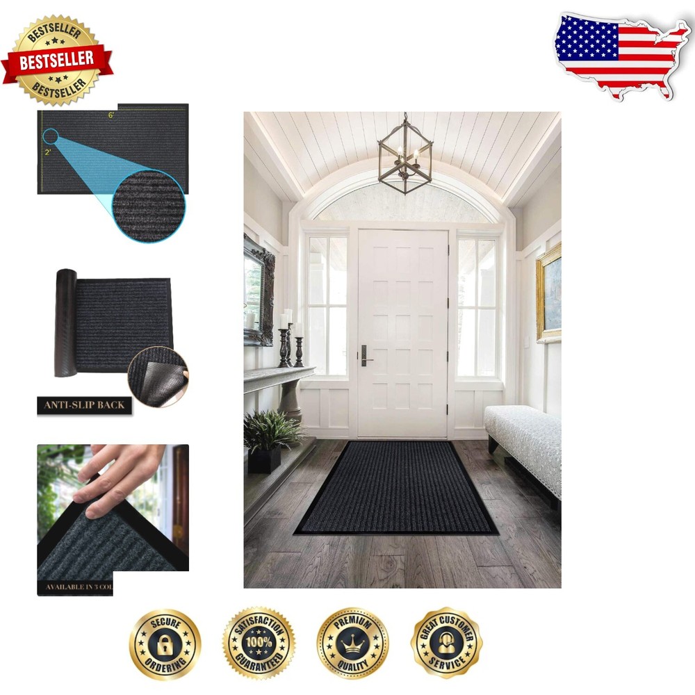 Modern Striped Rubber Door Mat - Waterproof & Non-Slip for Indoors and Outdoors