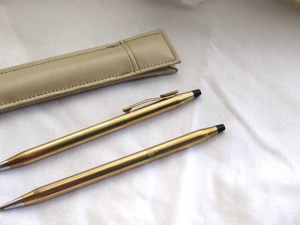 2 Vintage CROSS Ballpoint Pen & Mechanical Pencil w/ Case