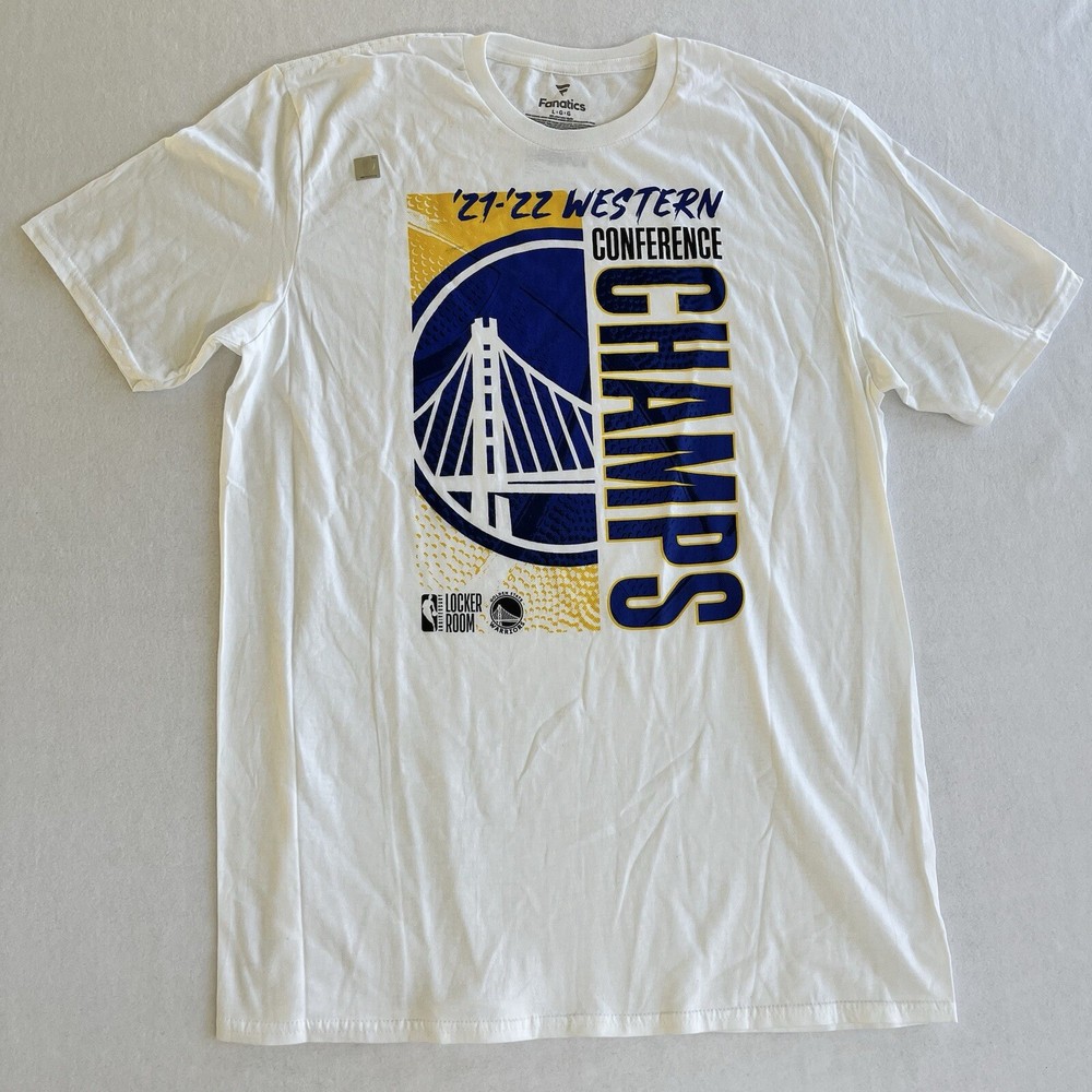 Camiseta grande para hombre Fanatics Golden State Warriors blanca NBA '22 West Champs nueva