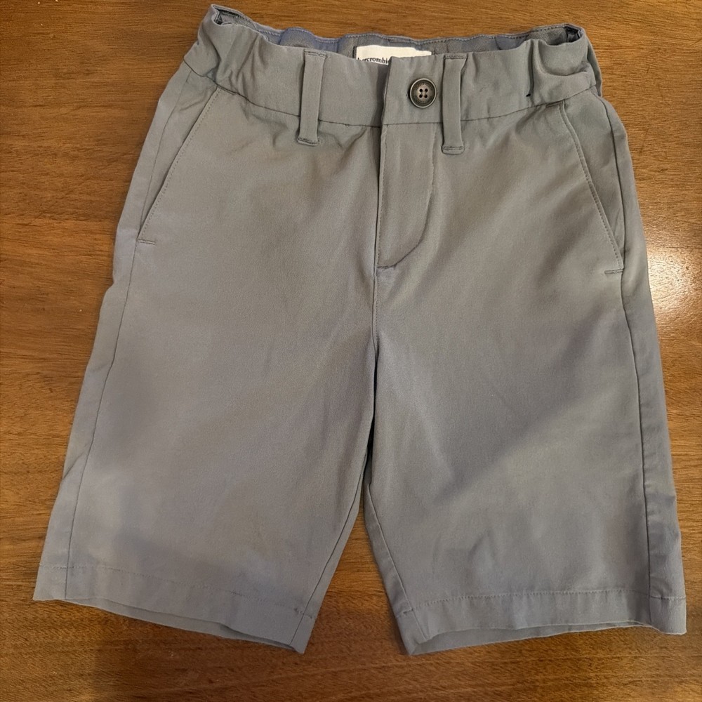 Abercrombie Kids Boys Gray Performance Chino Shorts Size 7/8 Regular Adjustable