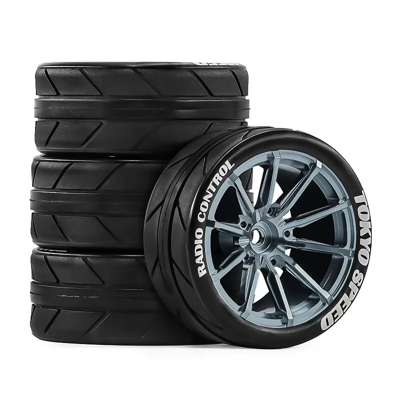 Rc 1/10 Alloy Wheels Tires Set for Tamiya tt02 tt01e Hpi Rs4 Sprint Traxxas 4tec