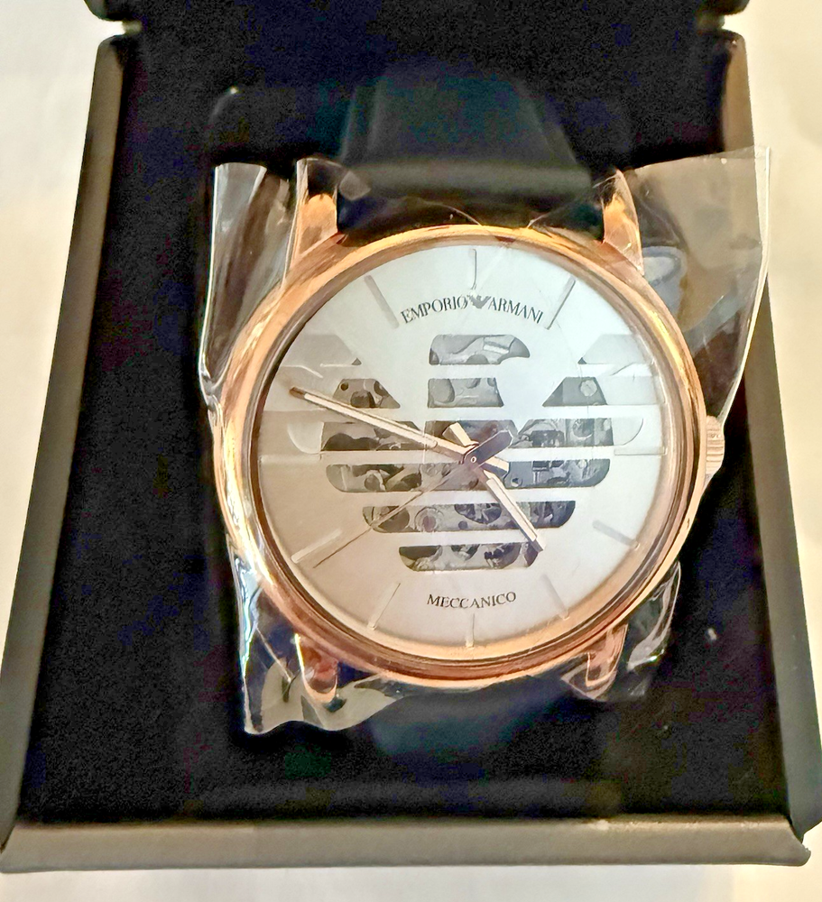 Armani Luigi Skeleton Leather Automatic Men's Watch AR60031