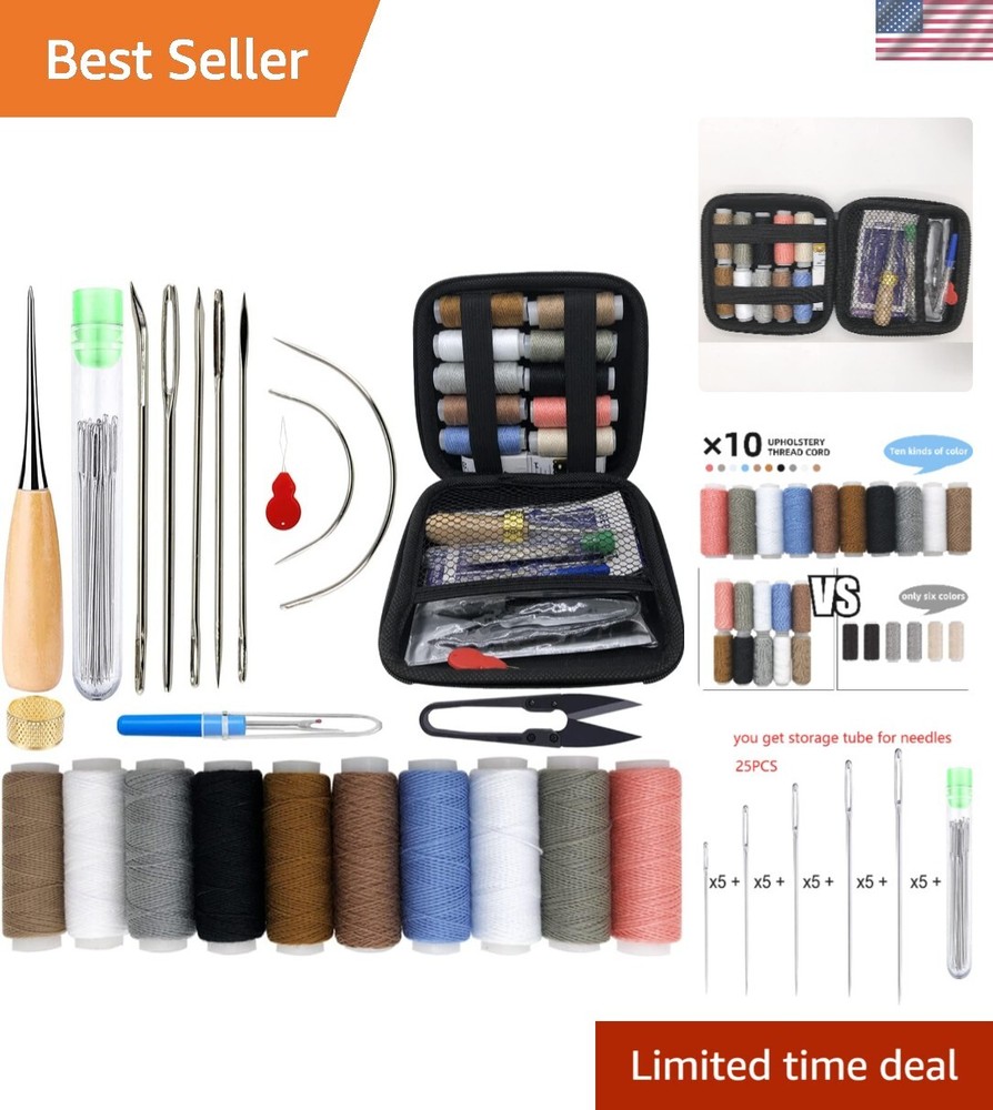Professional Grade Upholstery Repair Kit with 47-Piece Heavy Duty Sewing Tools