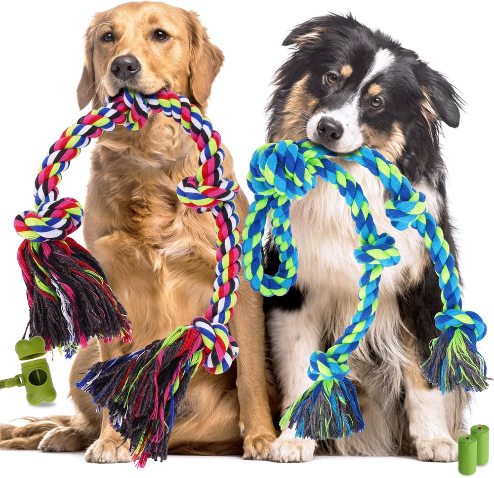 Heavy Duty Dog Rope Toys for Aggressive Chewers, Tough Tug of War Dog Toys for L