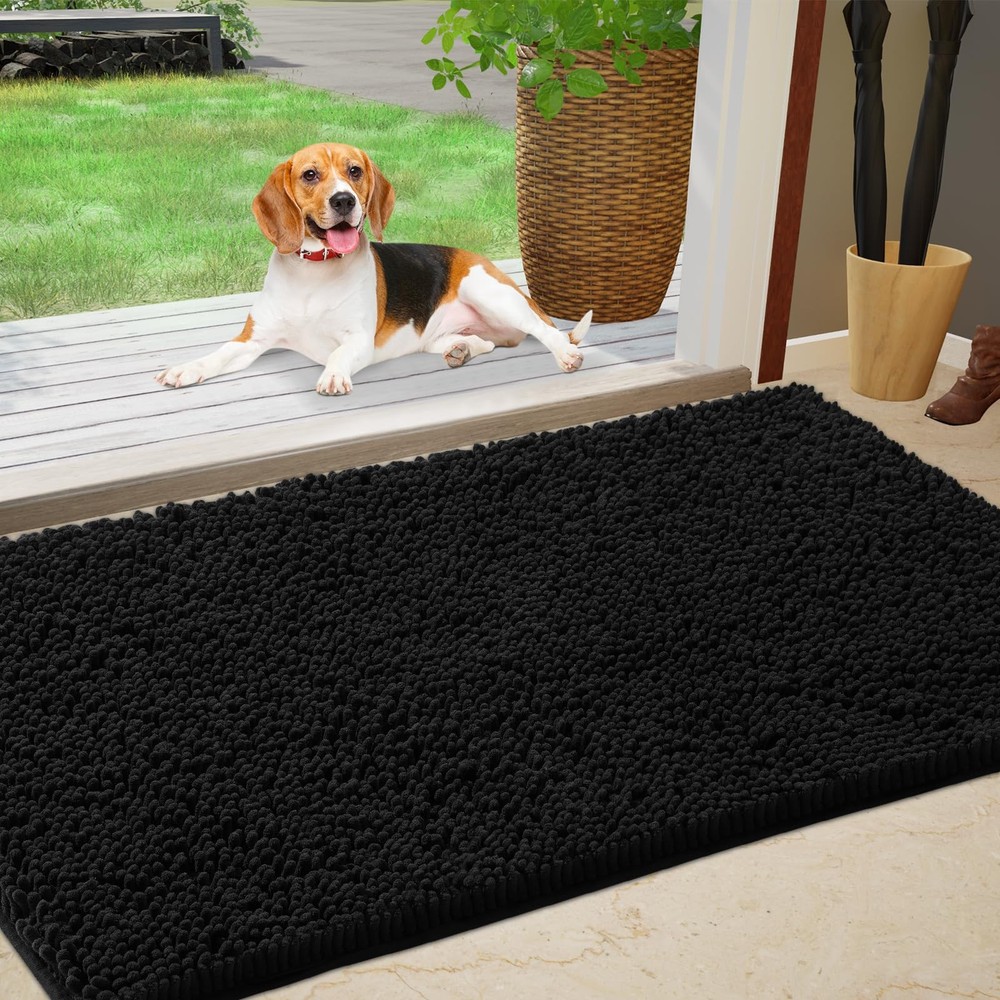 Chenille Absorbent Washable Outdoor Doormat 60x36 Inches for Muddy Entryways