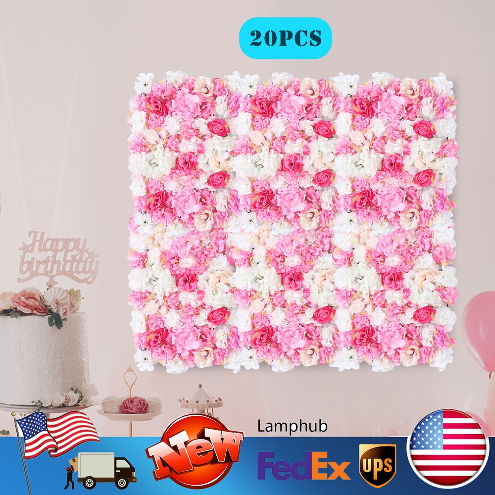 20pcs Artificial Flower Wall Panels Backdrop Wedding Party Background Decor