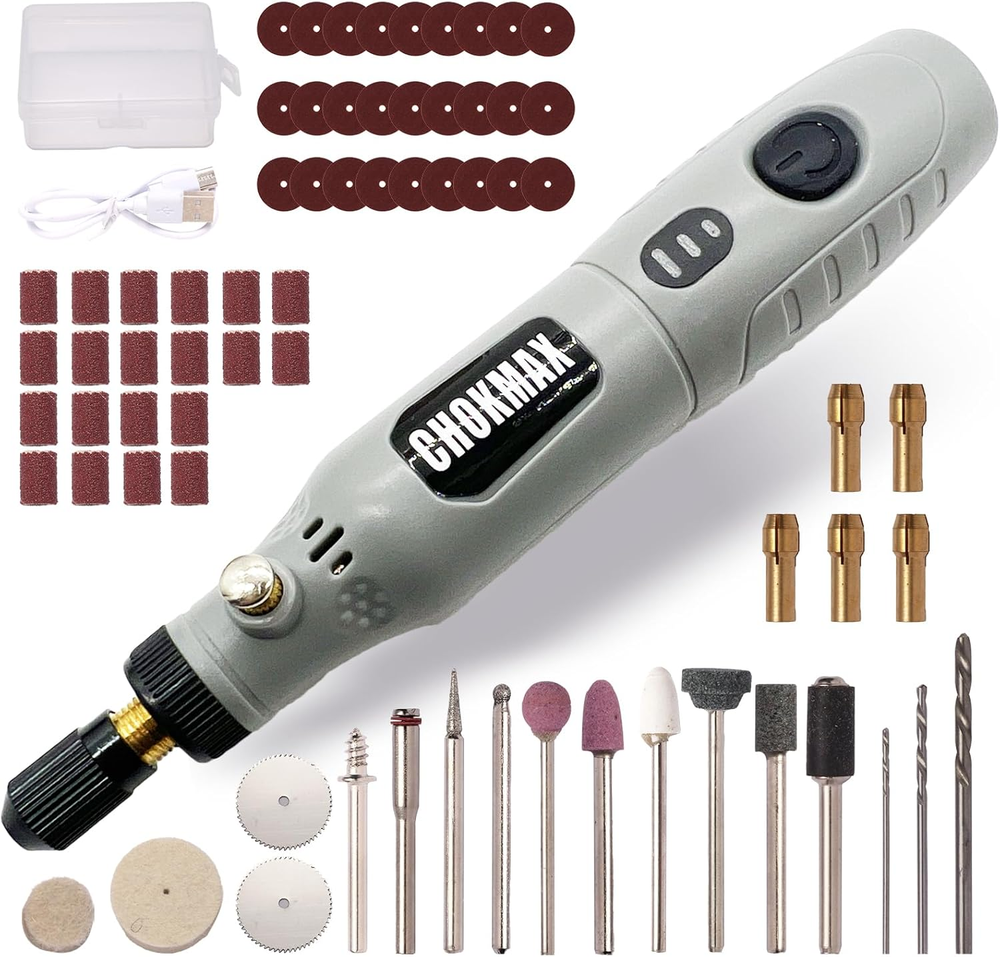 Cordless Rotary Tool, 3-Speed Grinder Kit with 72 Accessories, Type-C Charging A