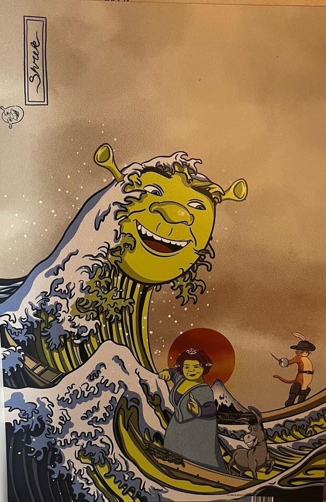 Shrek Surfing Wave Poster 12x18 Unframed Wall Art