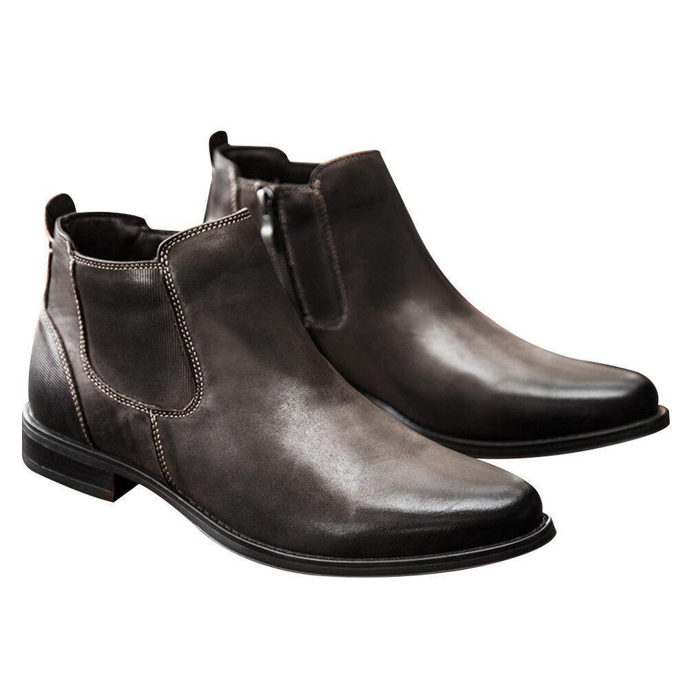 Men's Chelsea Ankle Boots for Business with Round Toe and Block Heel