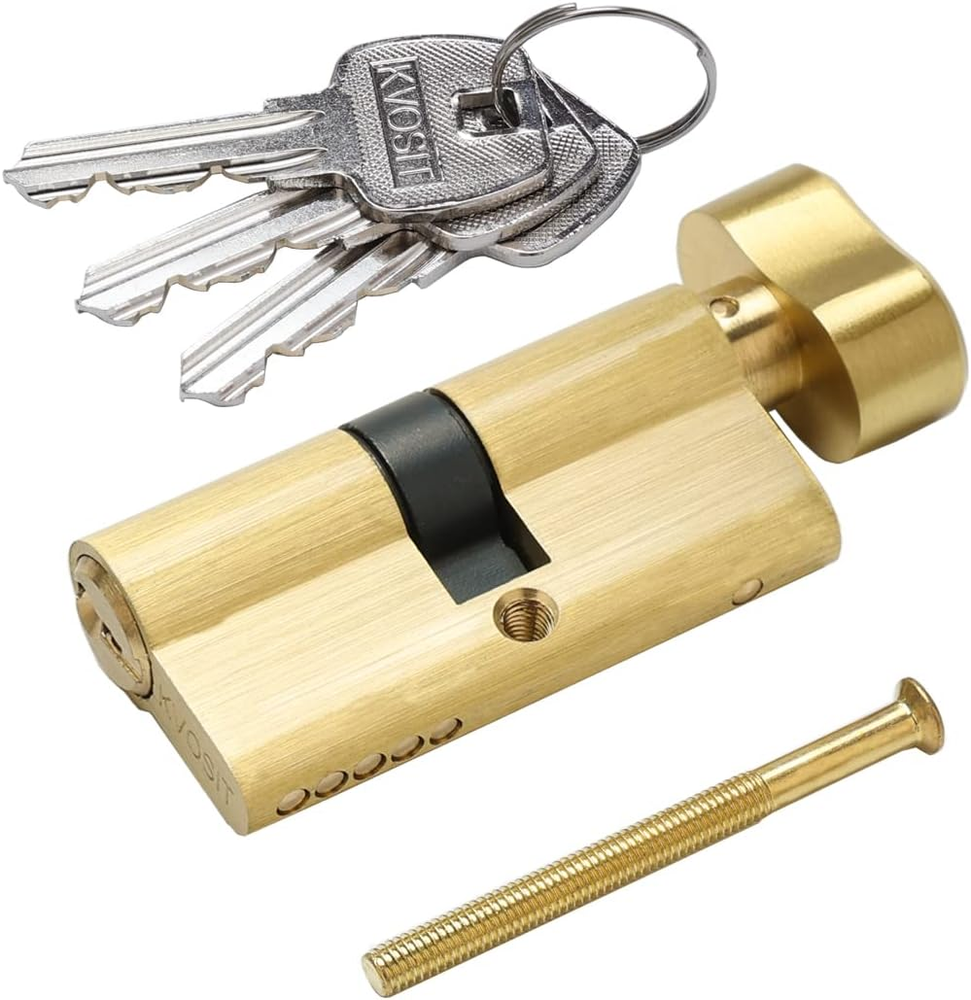 Solid Brass Lock Cylinder with 3 Brass Keys 63Mm Door Lock Cylinder Replacement
