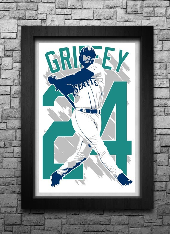 KEN GRIFFEY JR. art print/poster SEATTLE MARINERS FREE S&H! JERSEY