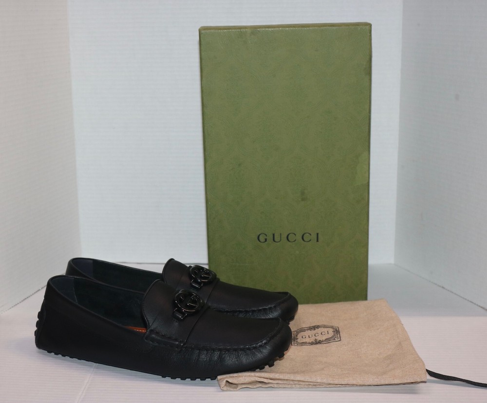 Gucci Interlocking G Driver Loafers Black Size 11.5 692379