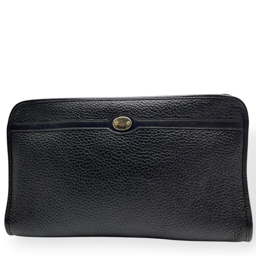 Christian Dior Unisex Black Leather Clutch Bag