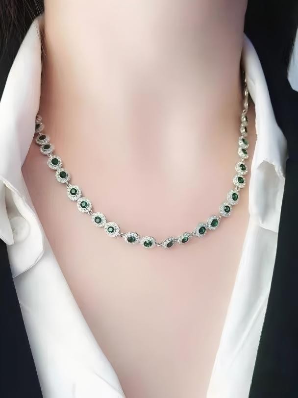 Swarovski Women's Angelic White gold and green diamond Necklaces.NIB
