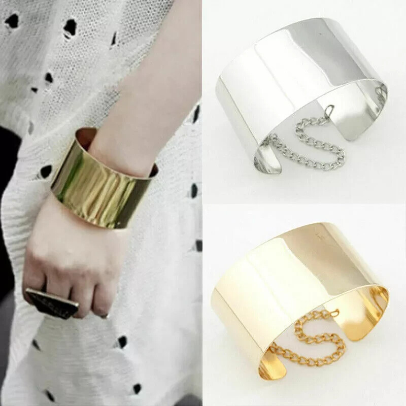 Punk Bracelet Chunky Gold/Silver Link Rock Wide Bangle Cuff  Chain Open Hot Gift